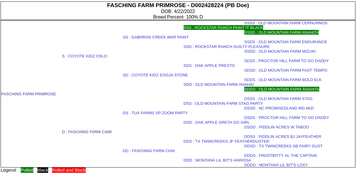 Pedigree for Primrose